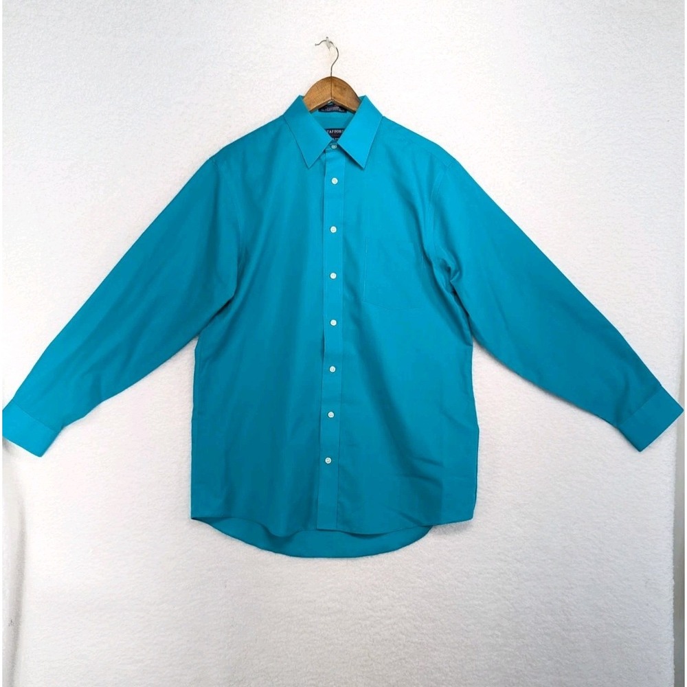 Stafford Performance The Super‎ Shirt Teal Classic Fit 16 Reg